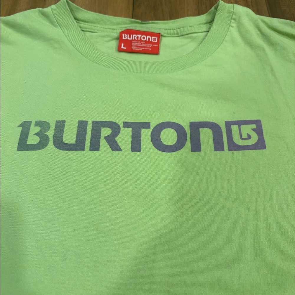 Vintage Burton Logo Graphic T-Shirt | Lime Green | Size Large | Made in USA